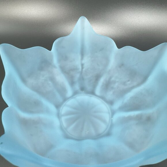 Viking Petal Lotus Spring Blossom Bowl Dish Blue Frost Satin Textured Vintage - Picture 5 of 14
